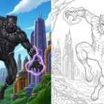 Black Panther Superhero coloring page