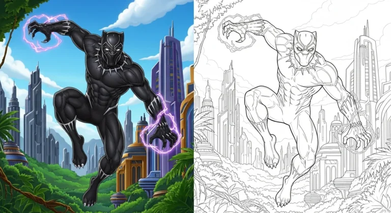 Black Panther Superhero coloring page