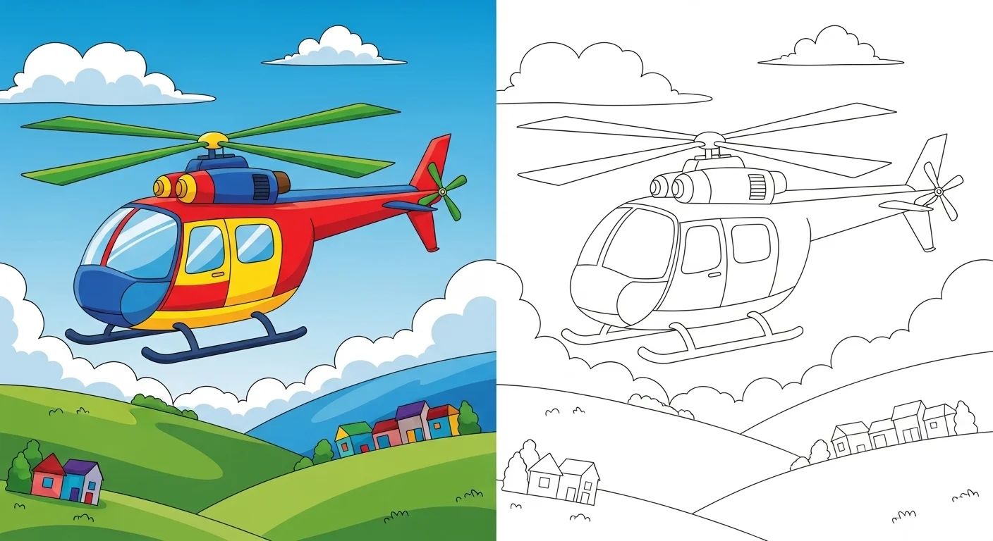 Helicopters Coloring Page