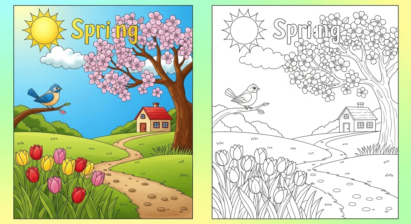 Spring coloring page